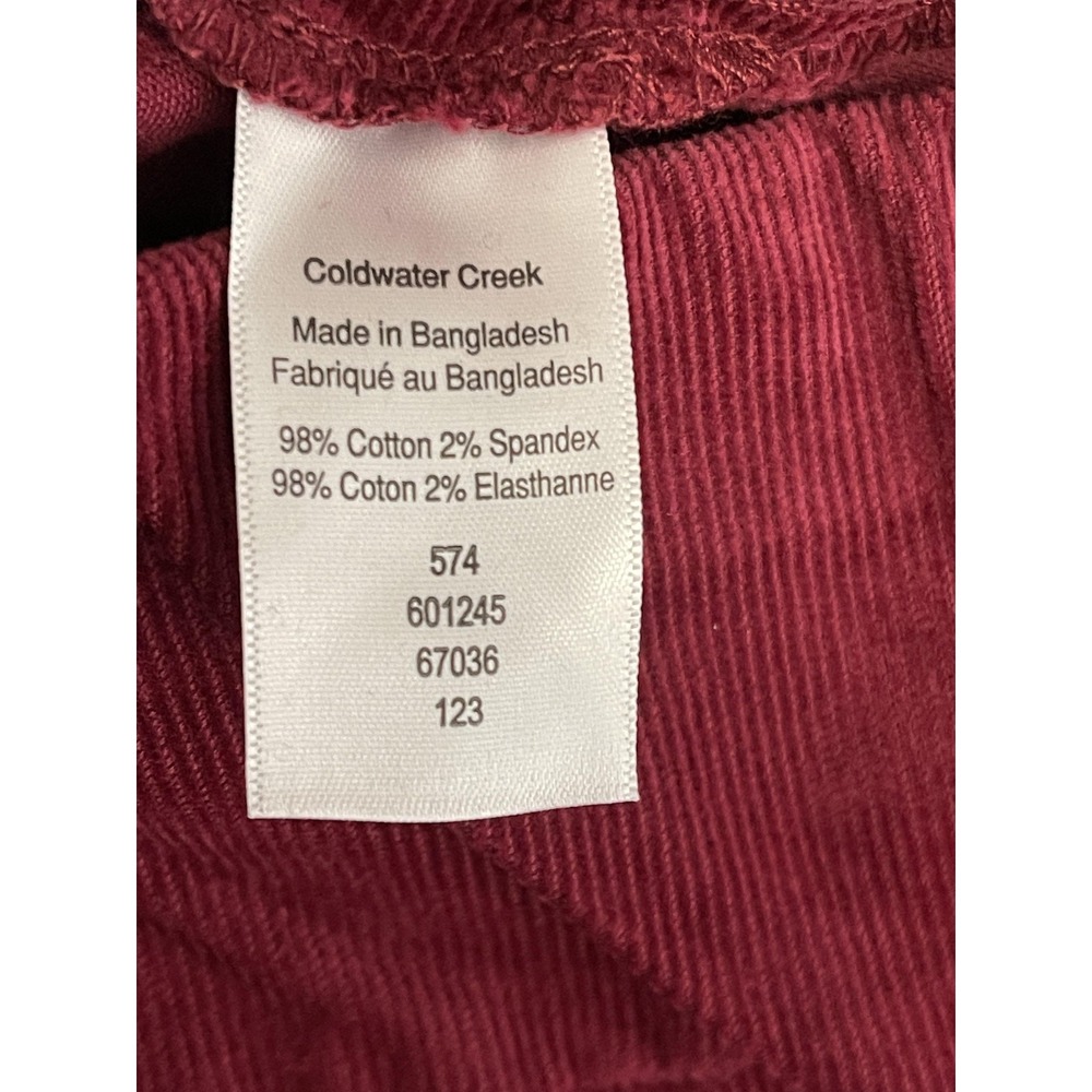 Coldwater Creek Pants Womens 16 Burgundy Corduroy Straight Leg Stretch Casual - Picture 9 of 10
